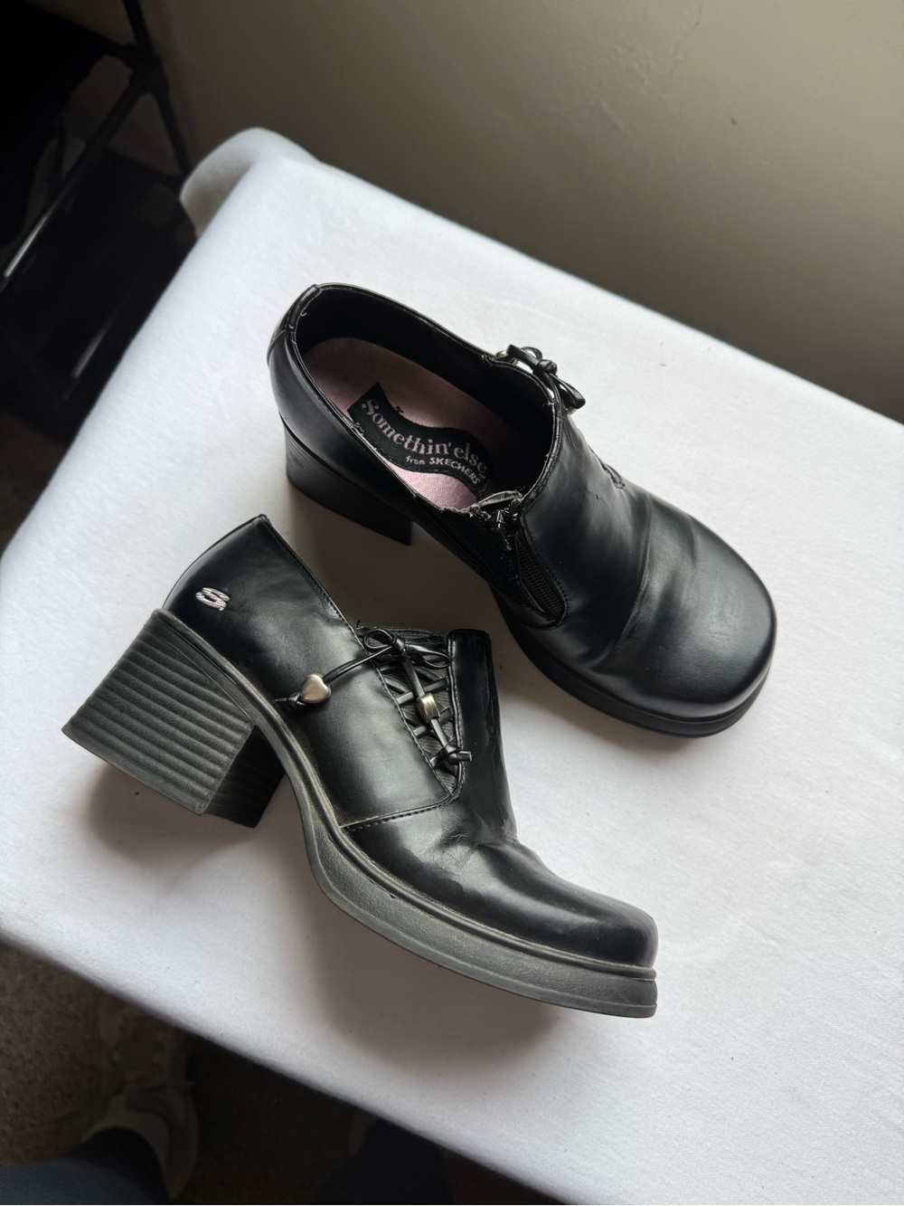 Y2K Something Else by Skechers black chunky heel oxfords 🖤 Size 5.5